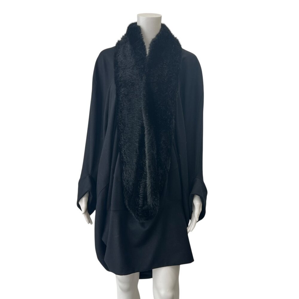$940 NWT Comme Des Garcon Junya Watanabe 2008 Black Faux Fur Wool Jacket Medium